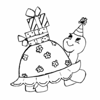 Desenho de Aniversário da tartaruga para colorir