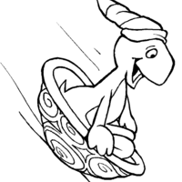 Desenho de Tartaruga esquiando para colorir