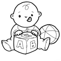 Desenho de Bebê com joguinhos para colorir