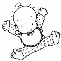 Desenho de Bebê com babador para colorir