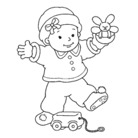 Desenho de Bebê e brinquedinhos para colorir