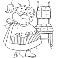 Desenho de Mãe abraçando bebê para colorir