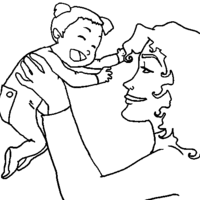 Desenho de Mamãe brincando com bebê para colorir