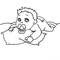 Desenho de Menino bebê na almofada para colorir
