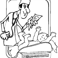 Desenho de Médico pesando bebê para colorir