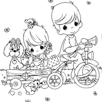 Desenho de Momentos Preciosos - Passeio no triciclo para colorir