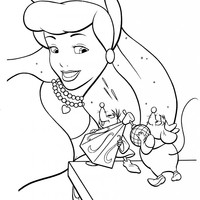 Desenho de Cinderela conversando com animaizinhos para colorir