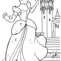 Desenho de Cinderela correndo a meia noite para colorir