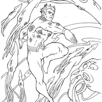Desenho de Aquaman e lulas para colorir