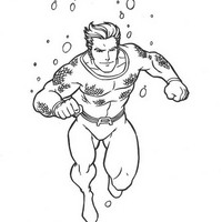 Desenho de Aquaman nadando para colorir