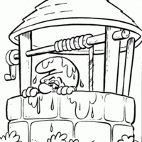 Desenho de Smurf no poço para colorir