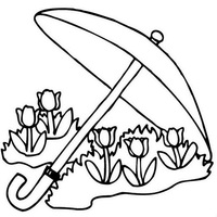 Desenho de Tulipa e guarda-chuva para colorir