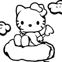 Desenho de Hello Kitty na nuvem para colorir