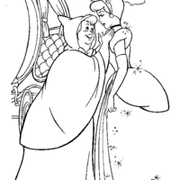 Desenho de Fada dando conselhos a Cinderela para colorir