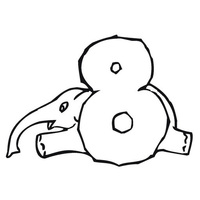 Desenho de Número 8 com elefante para colorir