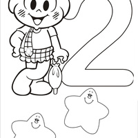 Desenho de Número 2 Turma da Monica para colorir