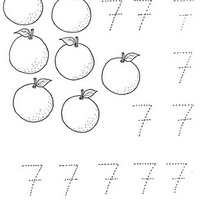 Desenho de Número 7 pontilhado para colorir