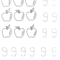 Desenho de Número 9 pontilhado para colorir