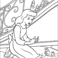 Desenho de Cinderela catando lixo para colorir