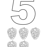 Desenho de Número 5 com figuras para colorir