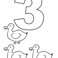 Desenho de Número 3 com figuras para colorir
