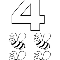 Desenho de Número 4 com figuras para colorir