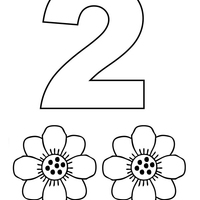 Desenho de Número 2 com figuras para colorir