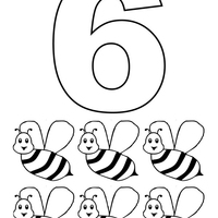 Desenho de Número 6 com figuras para colorir