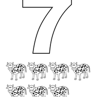 Desenho de Número 7 com figuras para colorir