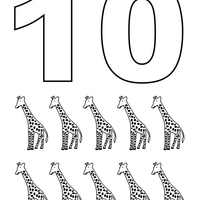 Desenho de Número 10 com figuras para colorir