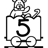 Desenho de Número 5 ilustrado para colorir