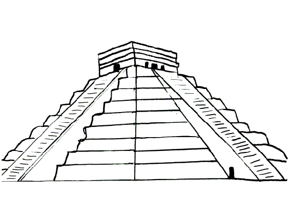 Mayan Pyramid Coloring Page Sketch Coloring Page