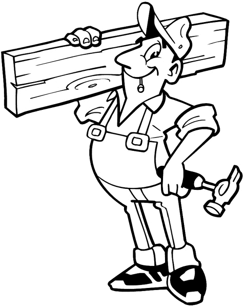 Carpinteiro carregando madeira