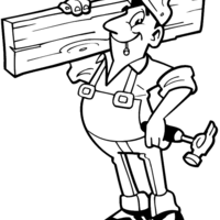 Desenho de Carpinteiro carregando madeira para colorir