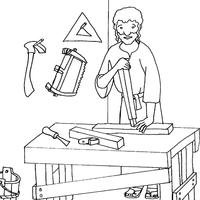 Desenho de Oficina do carpinteiro São José para colorir