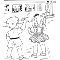 Desenho de Meninos esperando passageiro de trem para colorir
