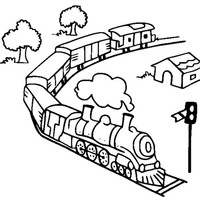 Desenho de Trem parado no semáforo para colorir