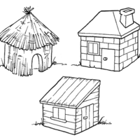 Desenho de Casas dos Três Porquinhos para colorir