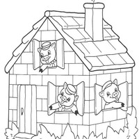 Desenho de Casa de tijolos dos Três Porquinhos para colorir