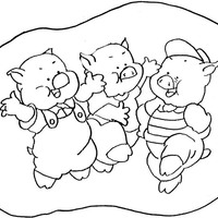 Desenho de Três Porquinhos celebrando a vida para colorir