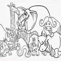 Desenho de Animais do zoológico reunidos para colorir