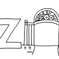 Desenho de Letra Z de zoológico para colorir