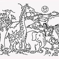 Desenho de Safari no zoológico para colorir