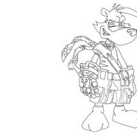 Desenho de Ty the Tasmanian Tiger com armadura para colorir