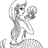 Desenho de Sereia e pérola para colorir