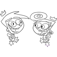 Desenho de Cosmo e Wanda apaixonados para colorir