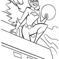 Desenho de Batgirl em cima do telhado para colorir