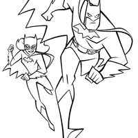 Desenho de Batman e Batgirl para colorir