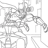 Desenho de Batman e o batmóvel para colorir