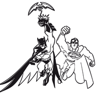 Desenho de Batman e Robin atacando para colorir